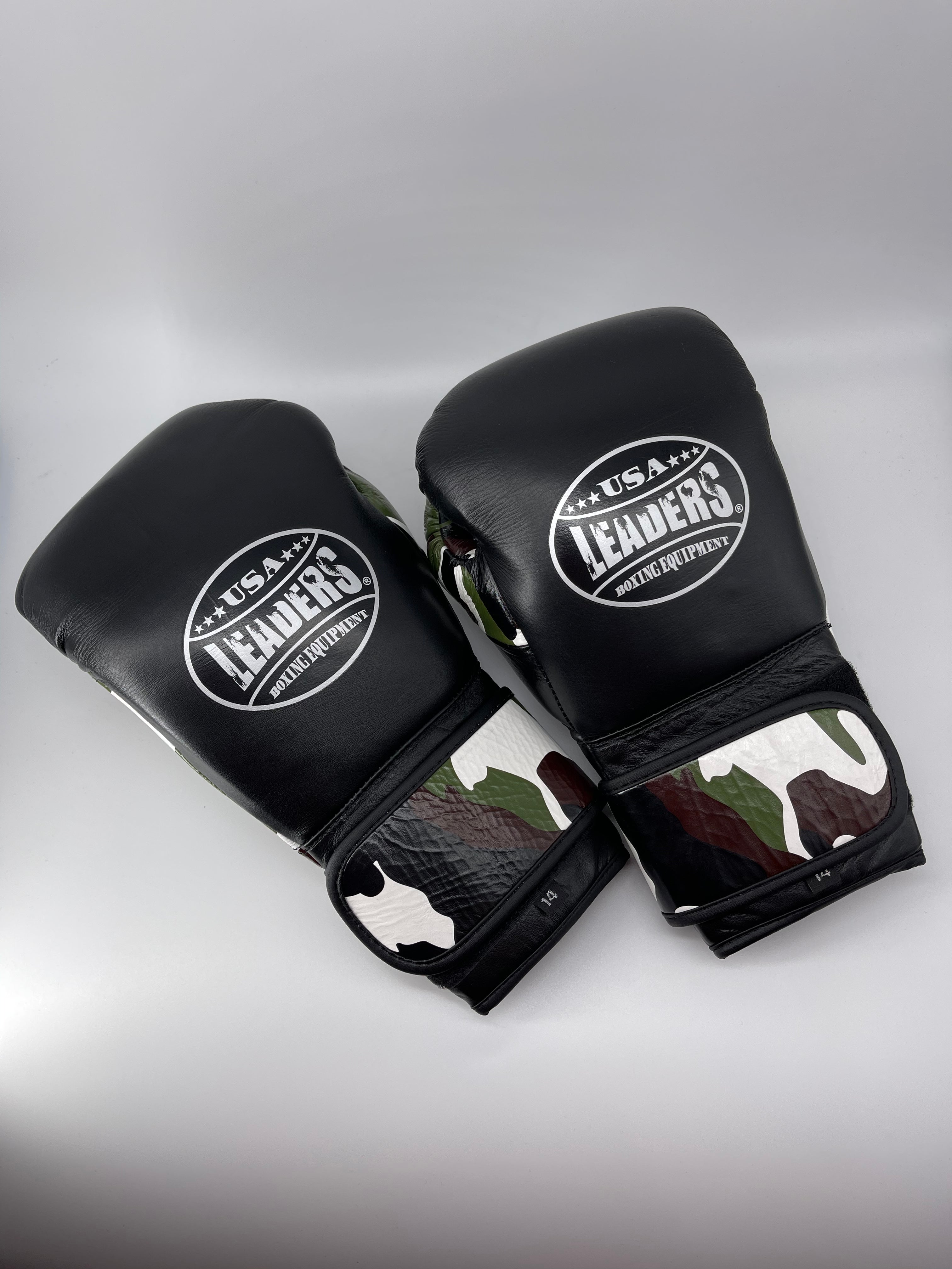 LEADERS TRAINING Boxing Gloves , Hook & Loop( Black/ Camo