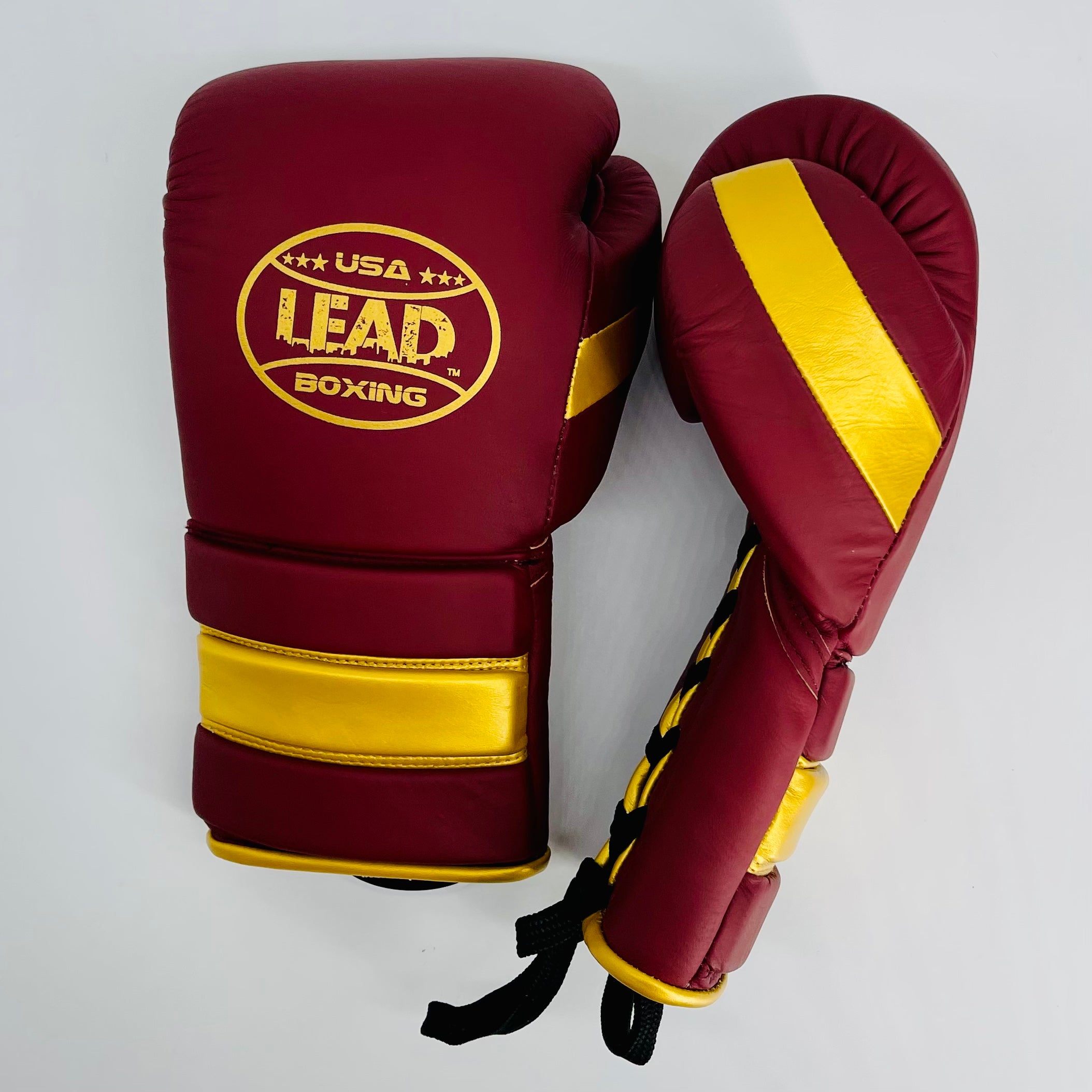  TITLE Boxing Supreme Leather Bag Gloves, Maroon/Gold